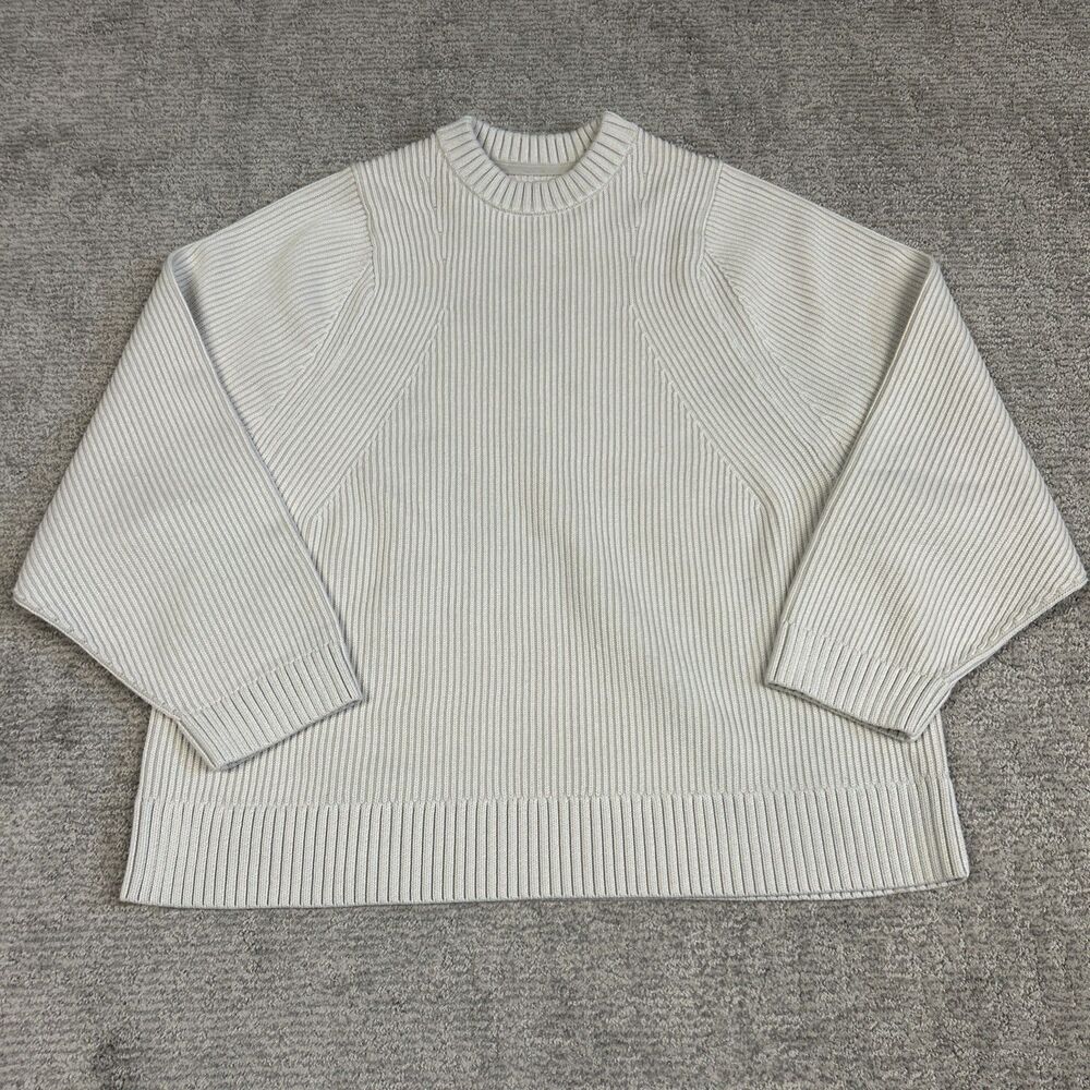 Lululemon Ribbed Sweater Womens Large Ivory Beige Cotton Blend Jumper Stretch